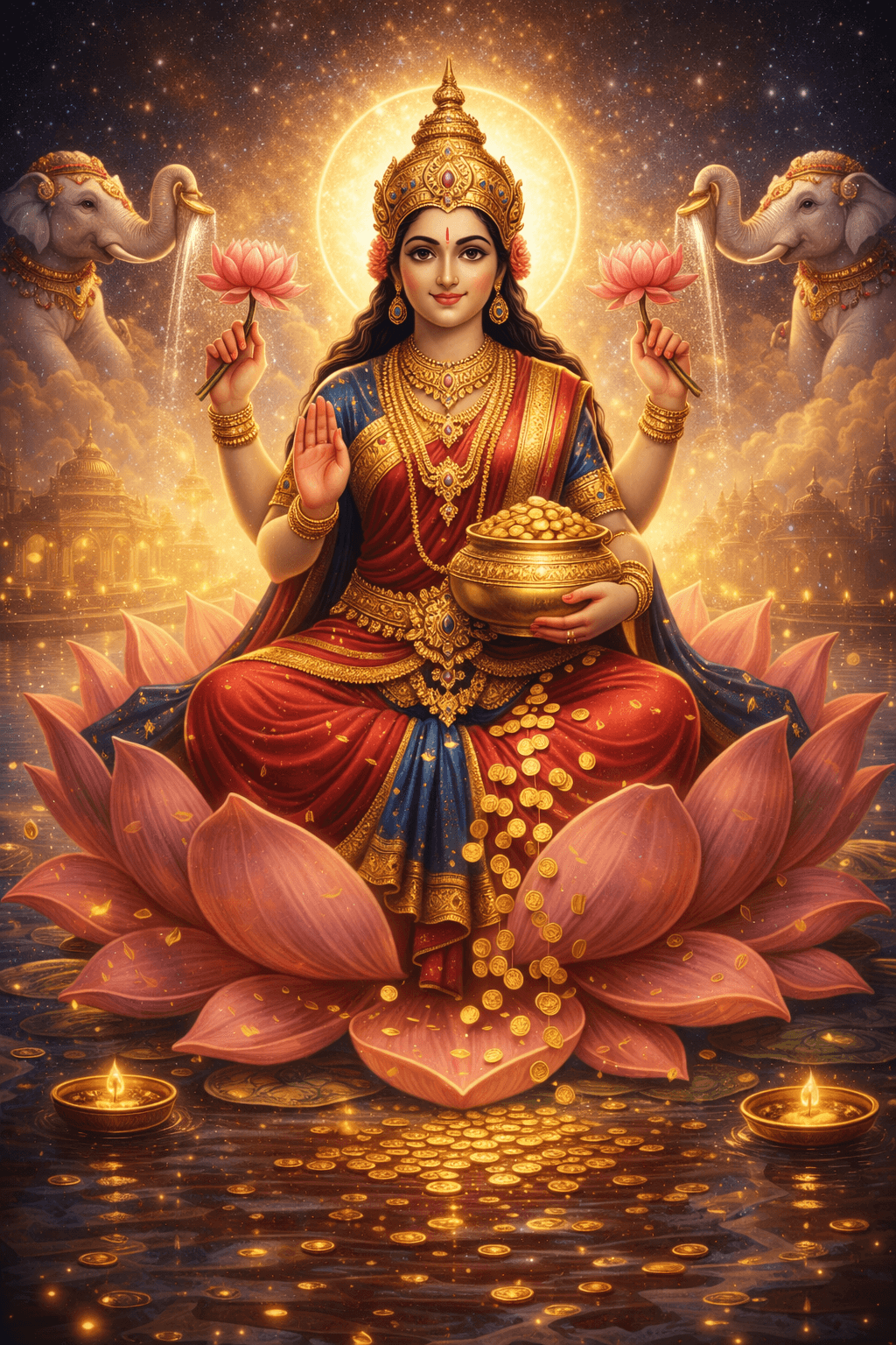 Shri Lakshmi Ji inspired devotional guide artwork