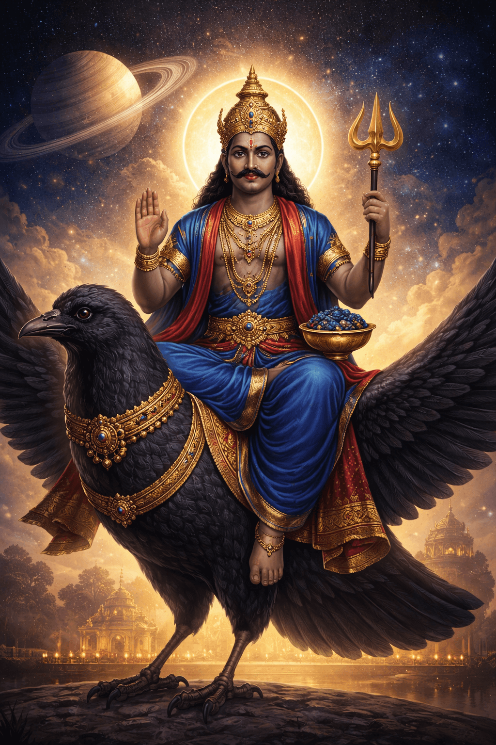 Shani Dev inspired devotional guide artwork